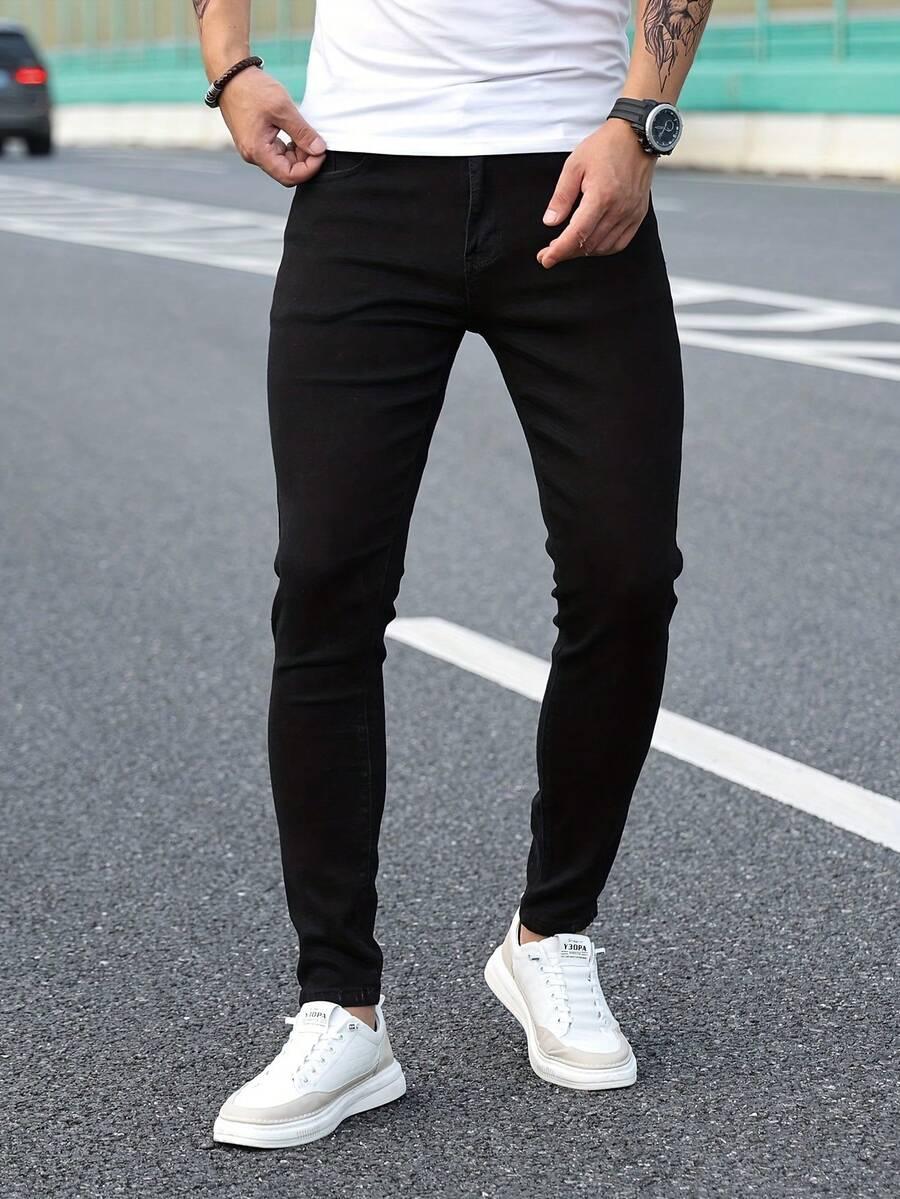 CZARNE OCIEPLANE SPODNIE JEANS