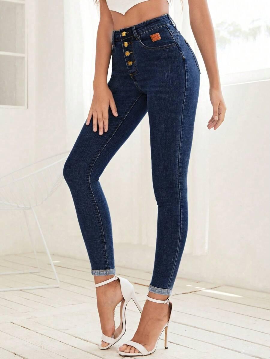 GRANATOWE SPODNIE JEANS