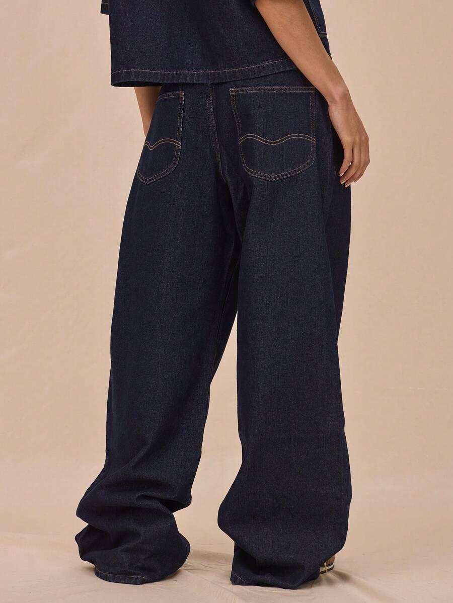 GRANATOWE SPODNIE JEANS 