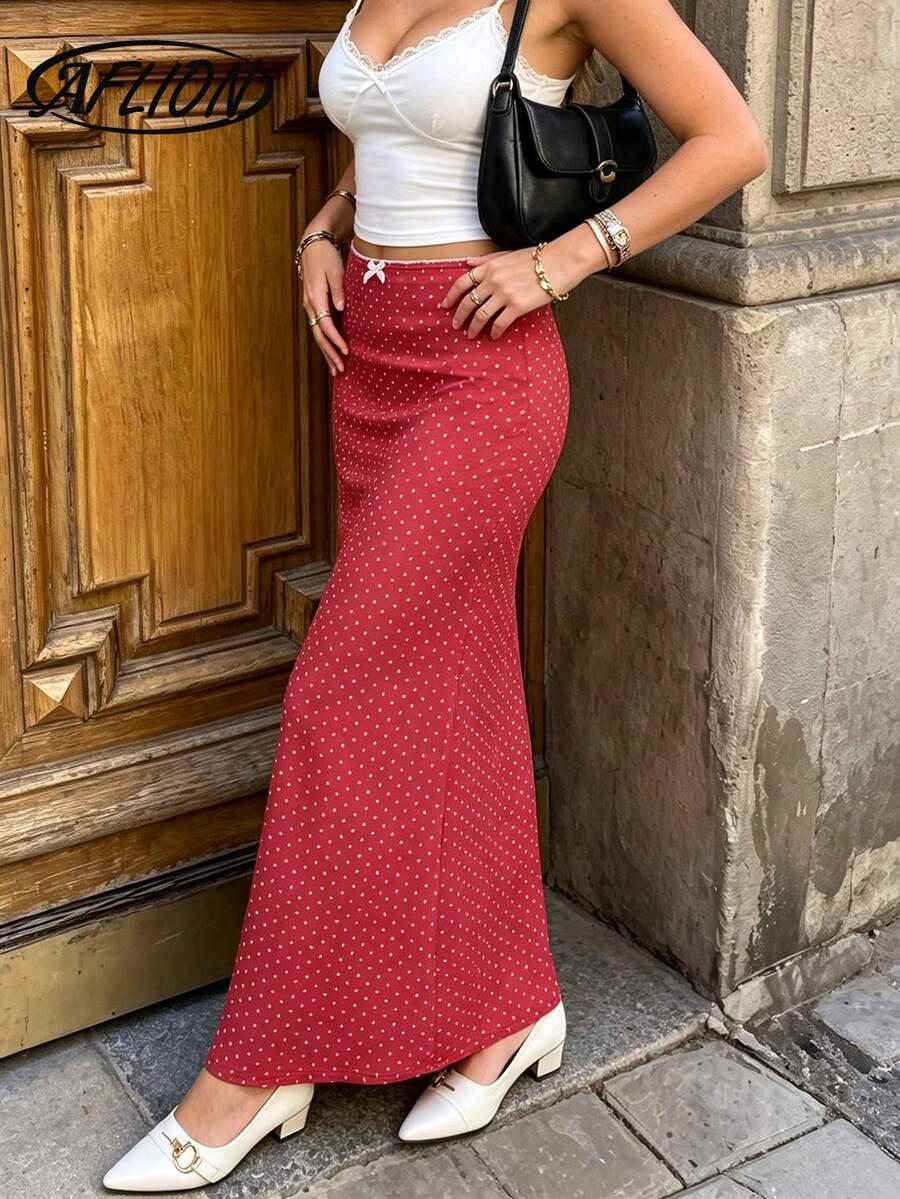 czerwona maxi spódnica