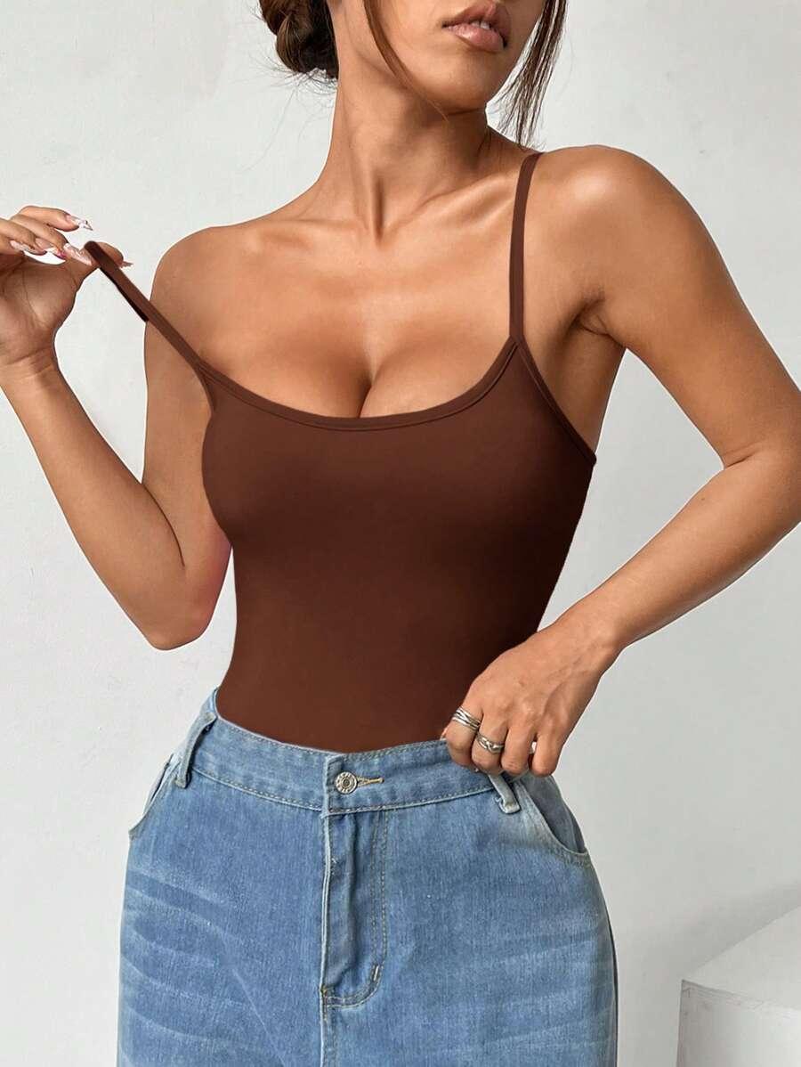 brązowe body na ramiączkach