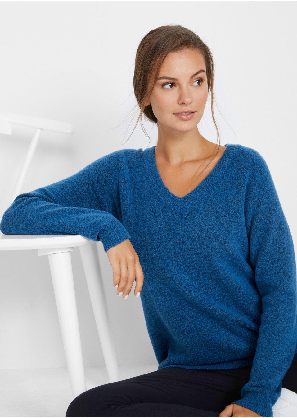 NIEBIESKI SWETER V- NECK
