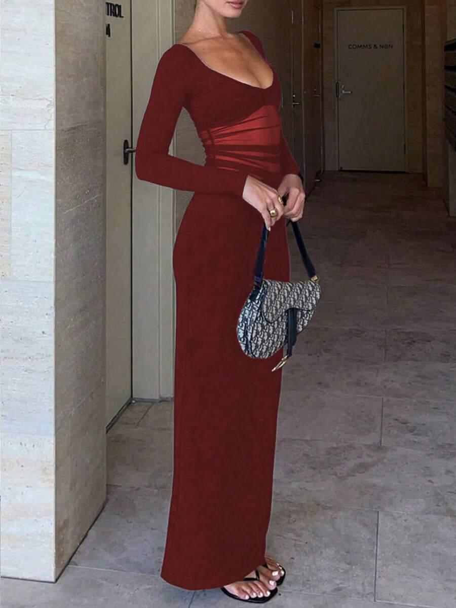 CZERWONA MAXI SUKIENKA