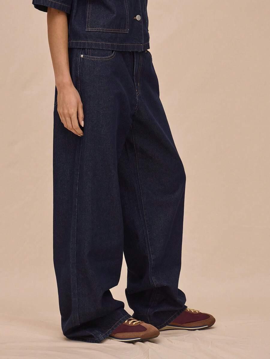 GRANATOWE SPODNIE JEANS 