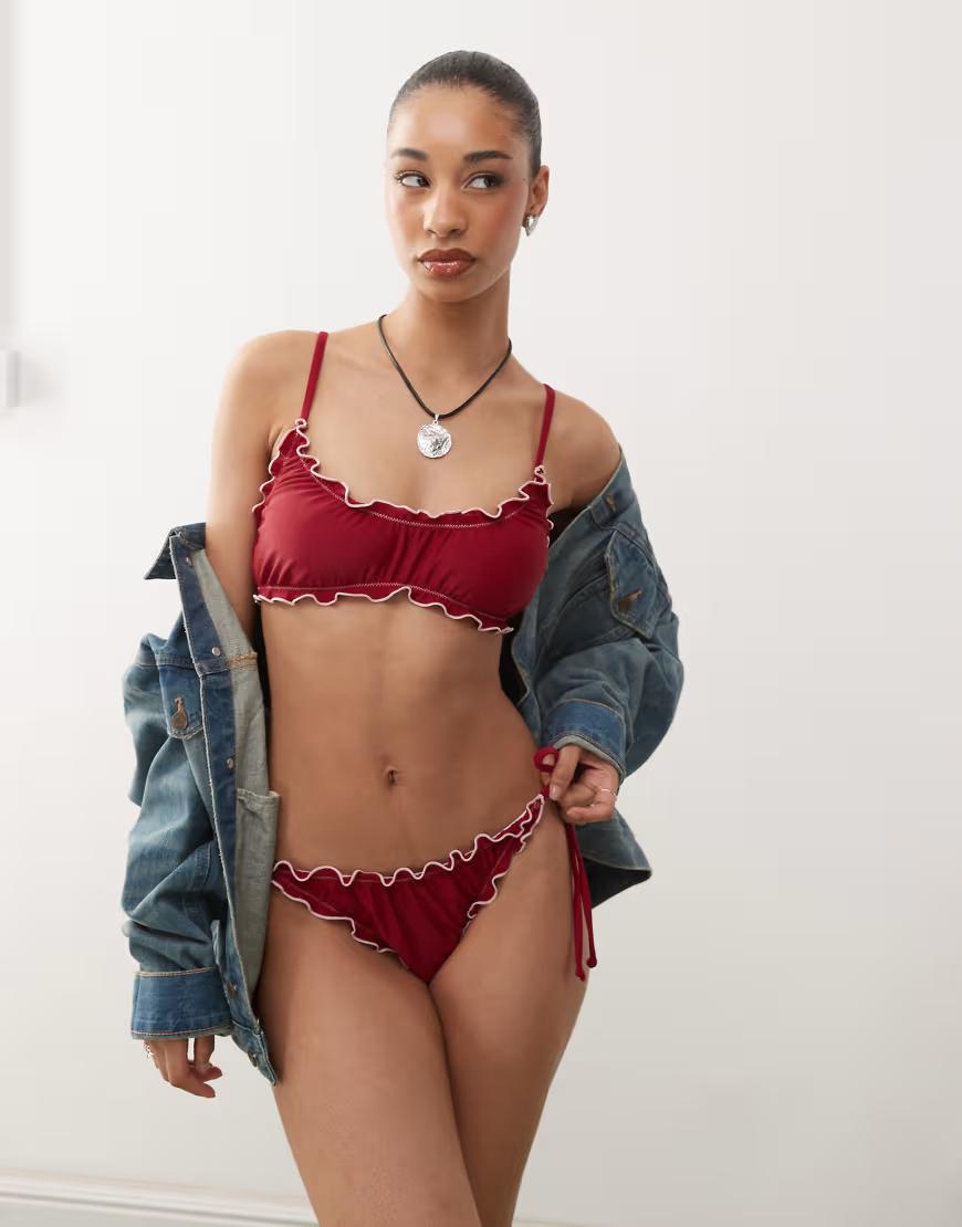 wiązany dół od bikini falbana 