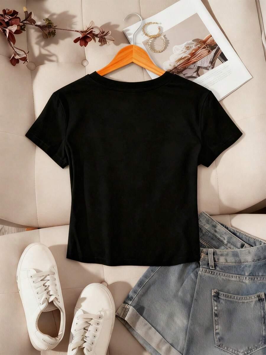 czarny t-shirt krótki rękaw