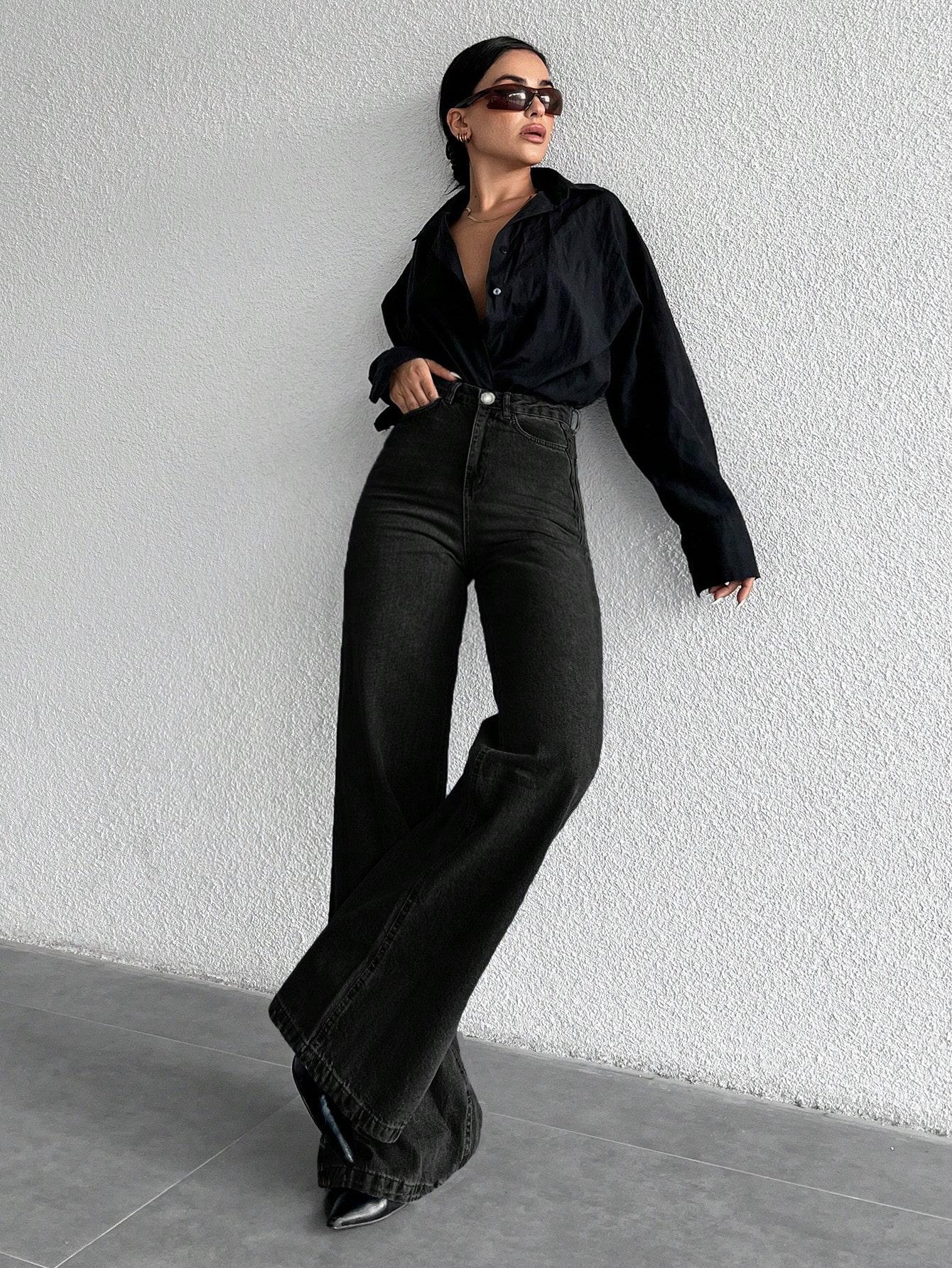 CZARNE SPODNIE JEANS
