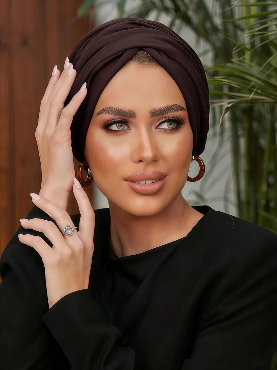 brązowy turban na głowę