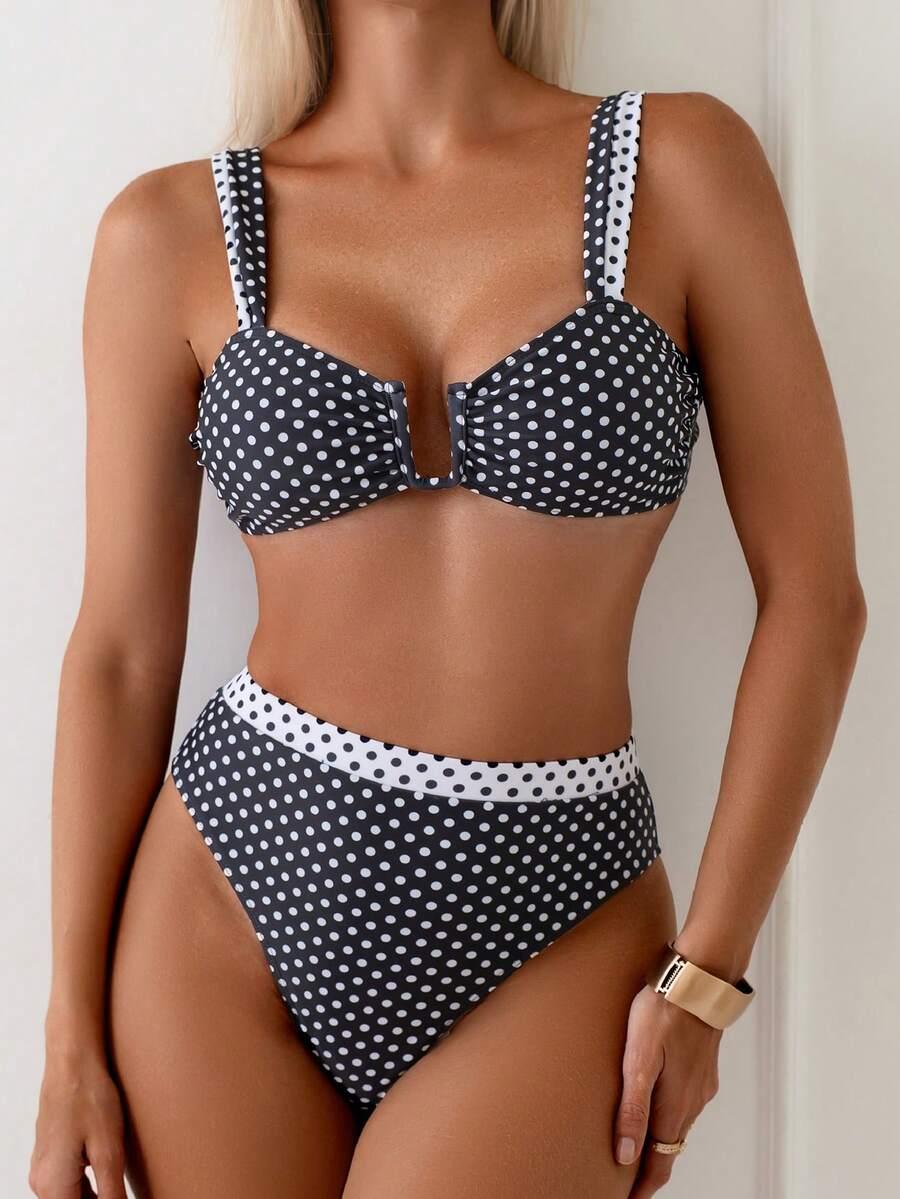 dwuczęściowe bikini w groszki