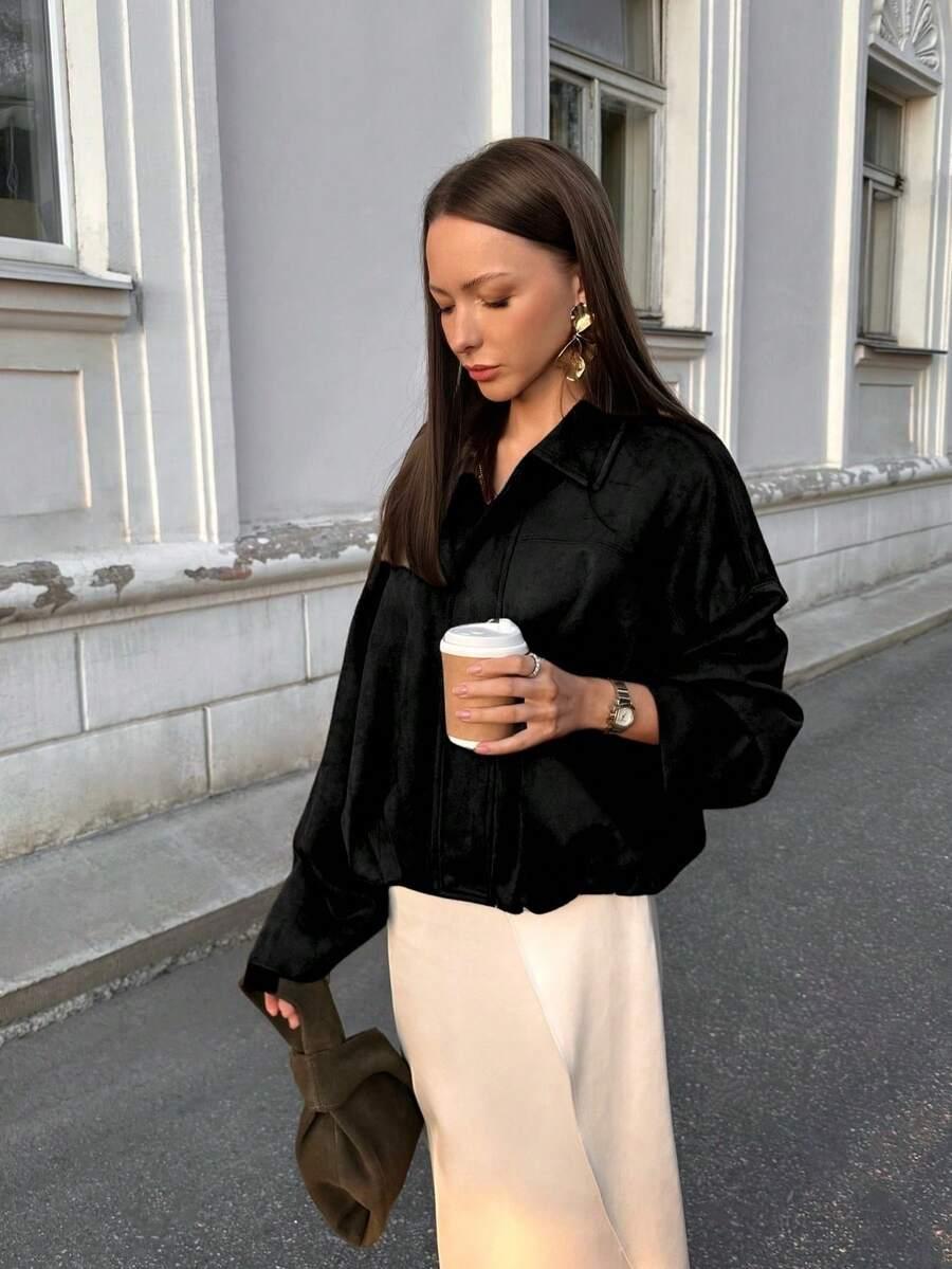 CZARNA KURTKA KOŁNIERZ