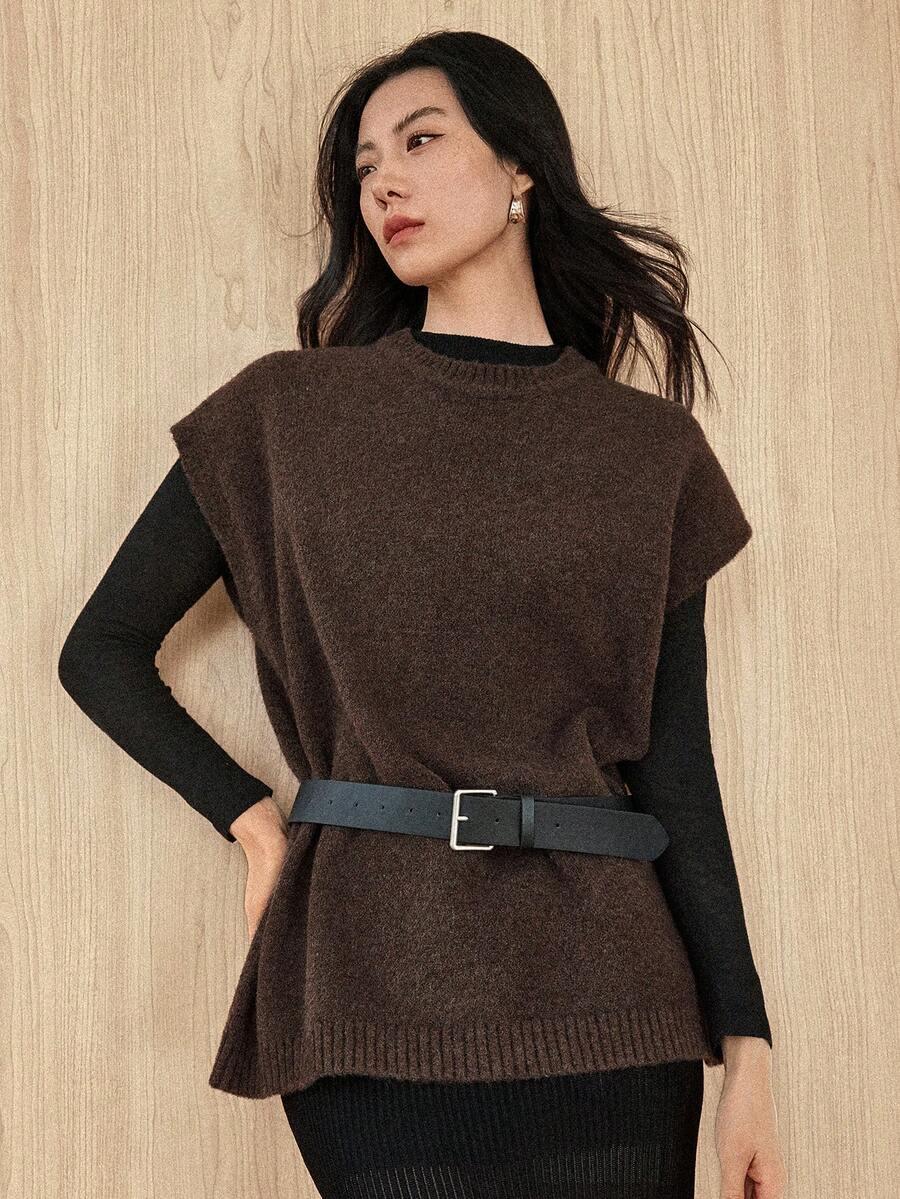 BRĄZOWA SWETER BEZ RĘKAWÓW