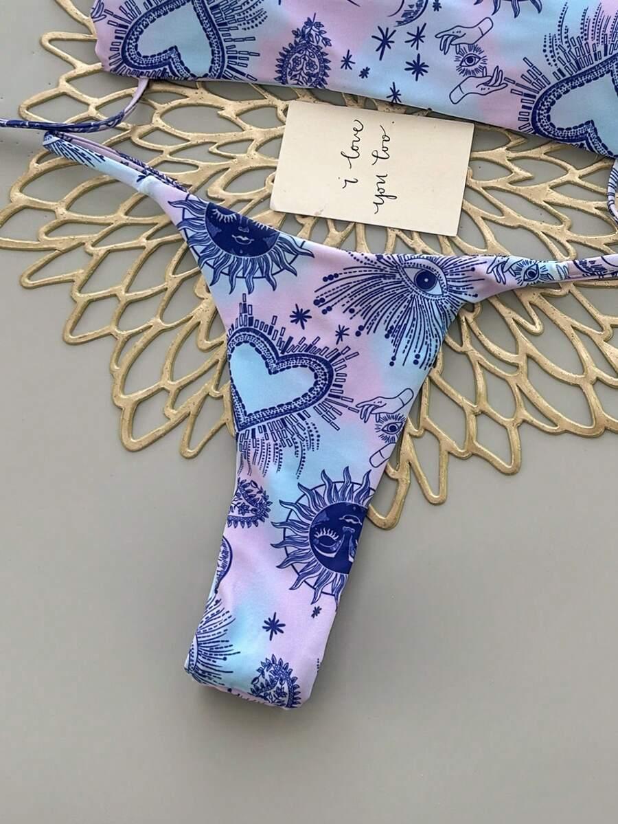 komplet bikini wzór stringi