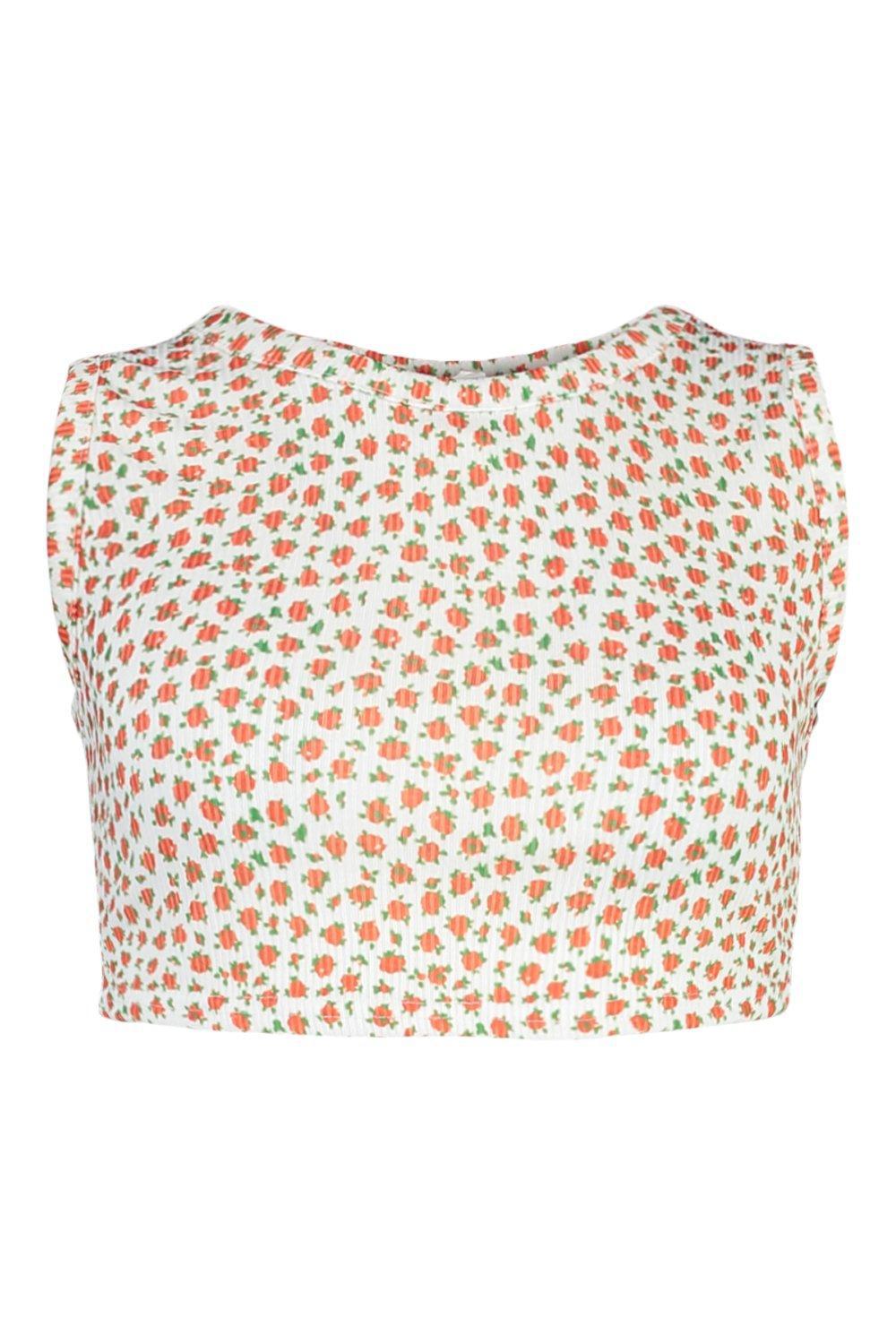 CROP TOP KWIATY PRINT