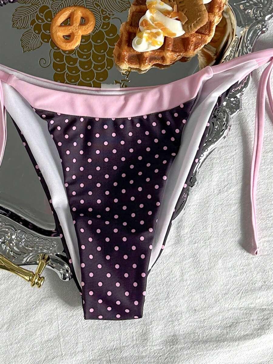 KOMPLET BIKINI WIĄZANY W GROSZKI