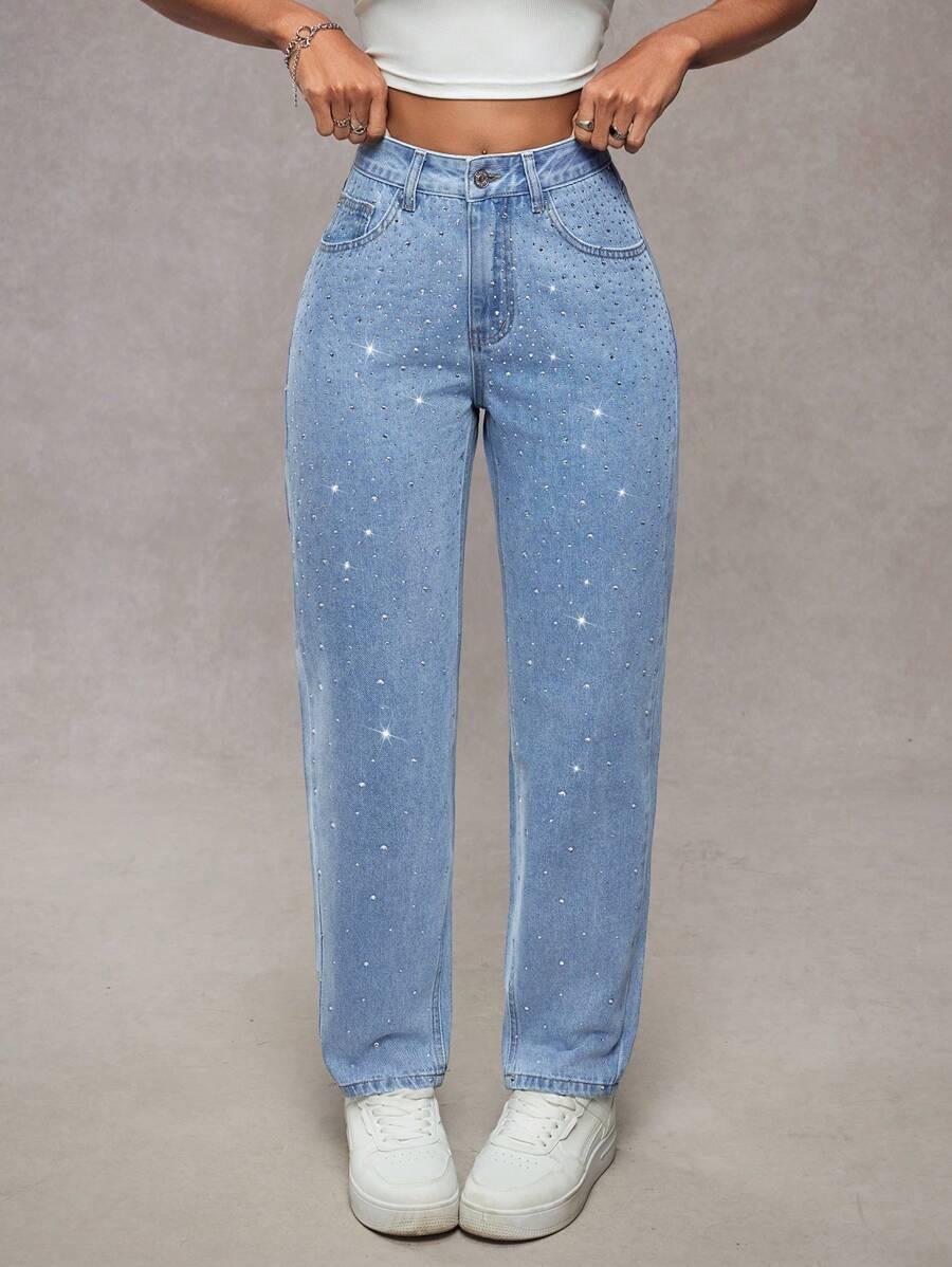 NIEBIESKIE SPODNIE JEANS ZDOBIENIA