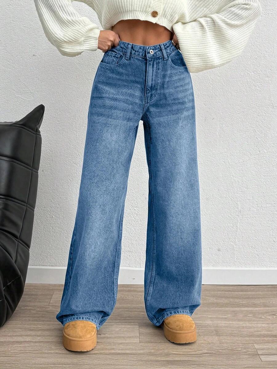 spodnie jeans szeroka nogawka