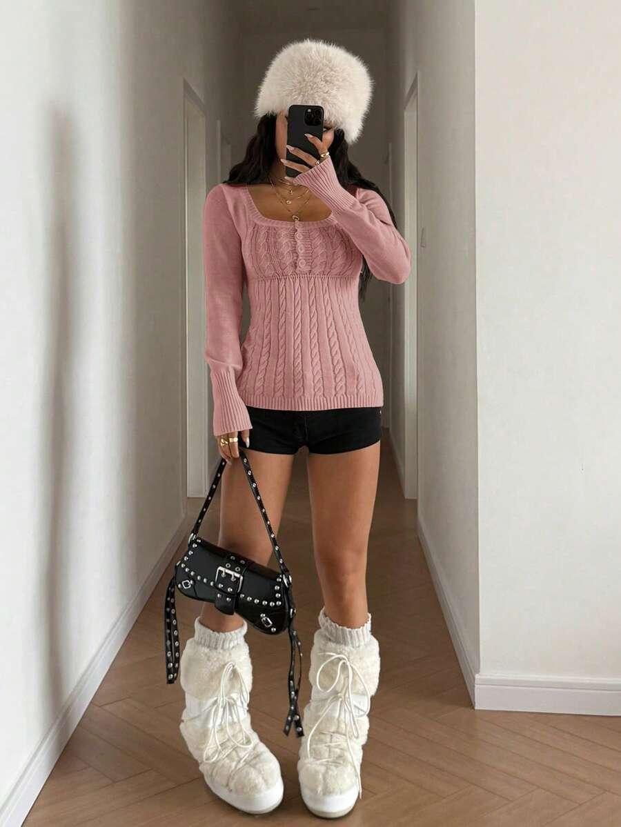 różowy sweter v-neck 