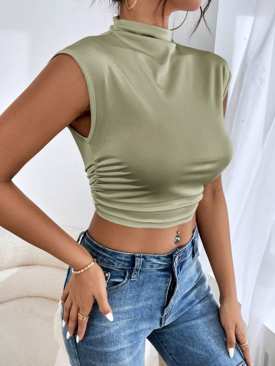 ZIELONY CROP TOP PÓŁGOLF