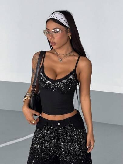 czarny top cekiny