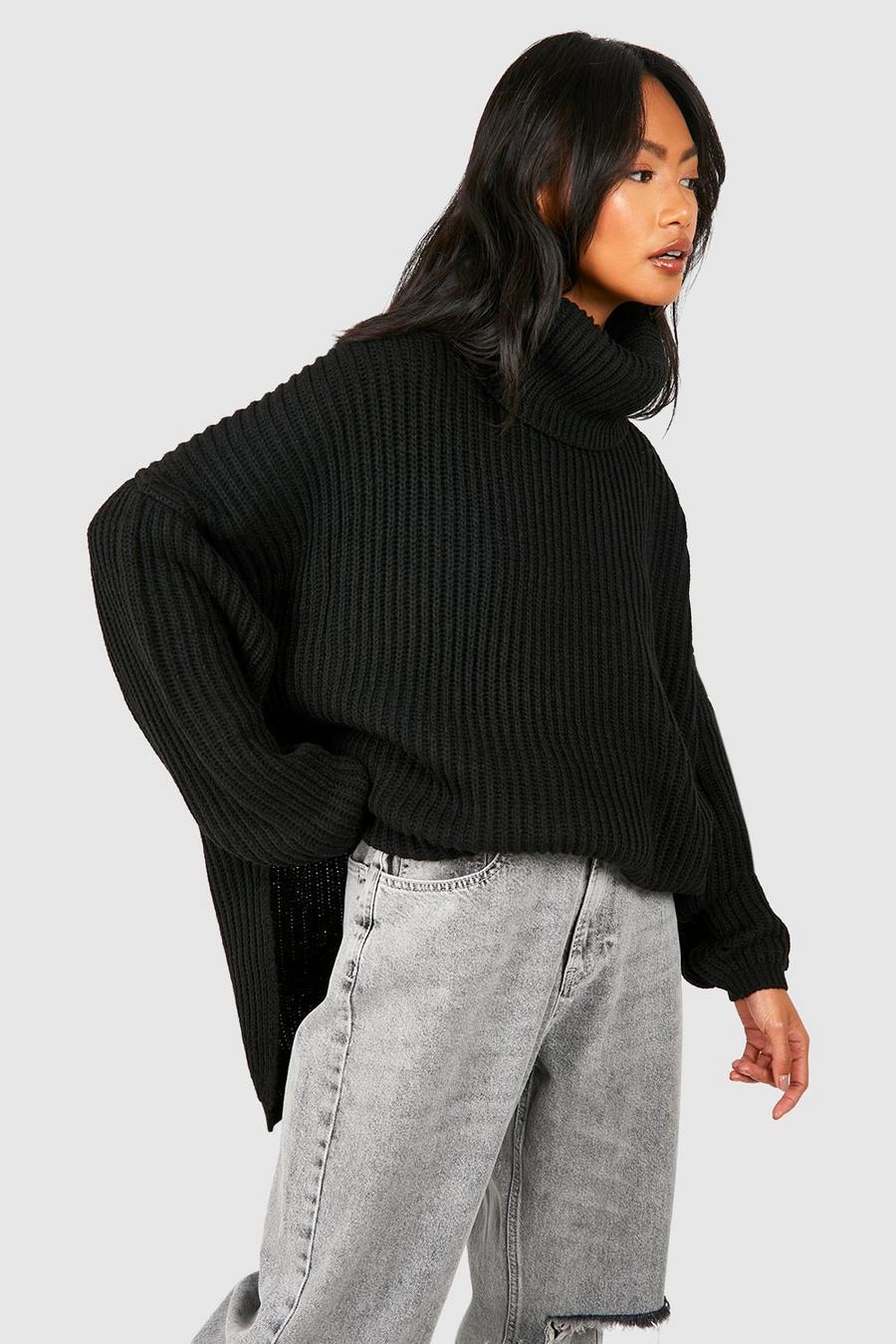 czarny sweter golf oversize