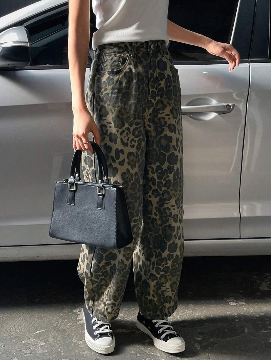 SPODNIE JEANS ANIMAL PRINT