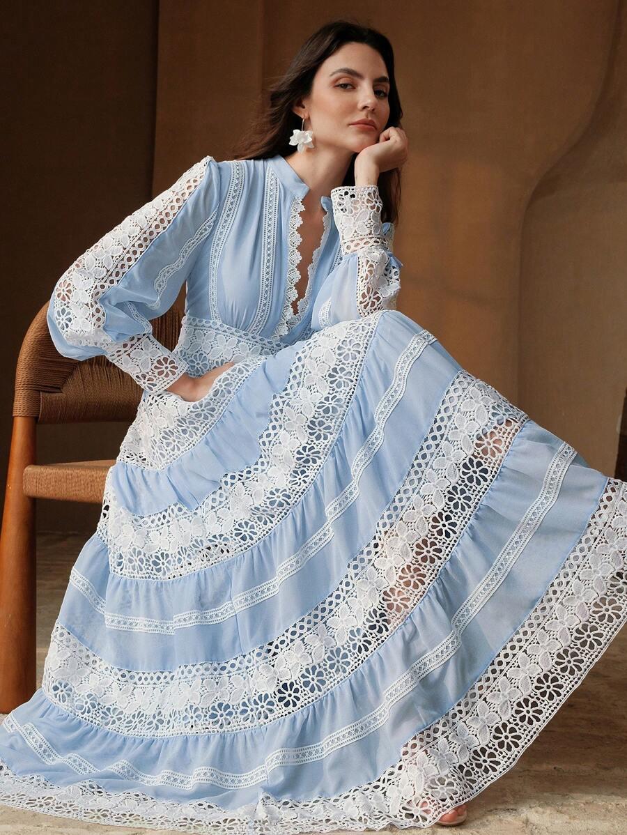 niebieska maxi sukienka