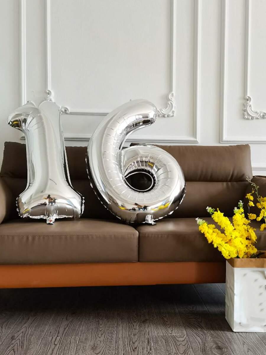 srebrny balon liczba 2
