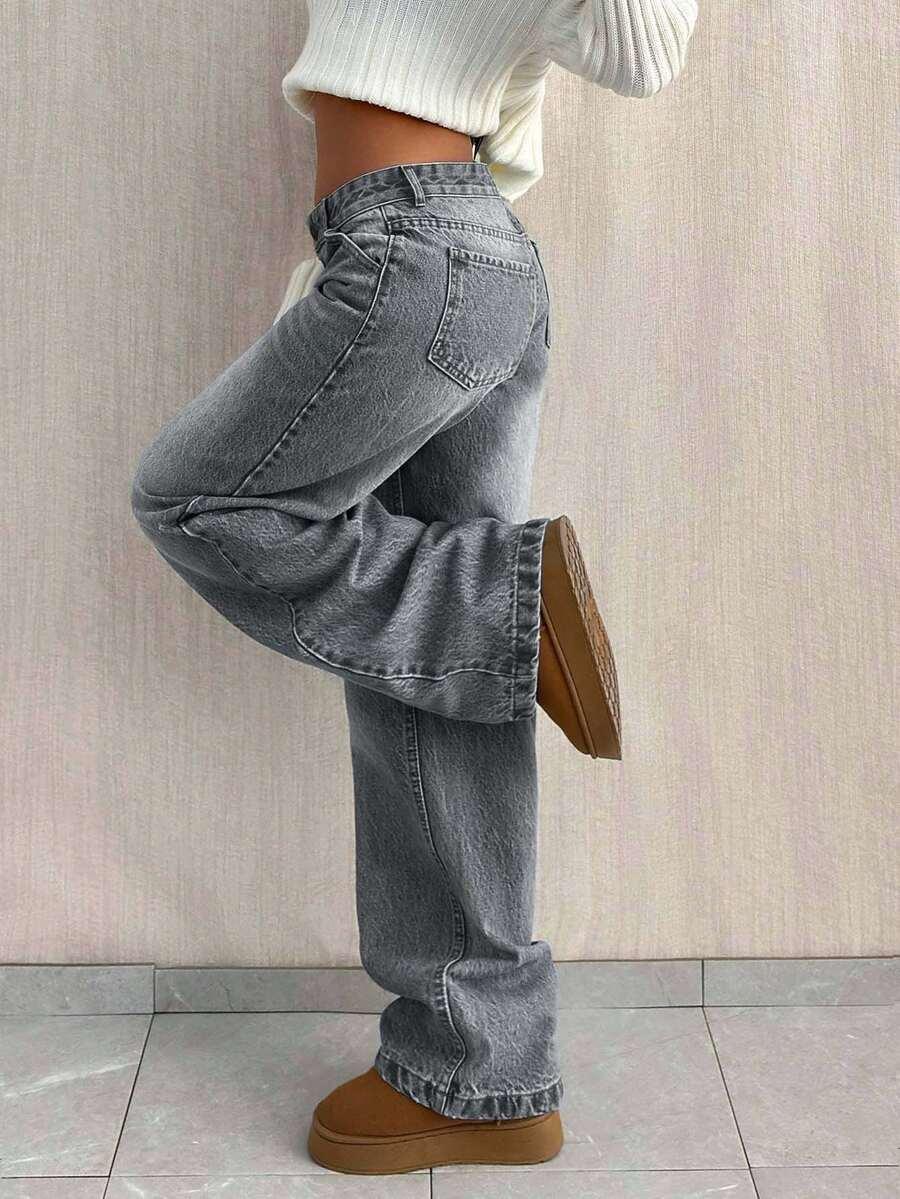 SZARE SPODNIE JEANS