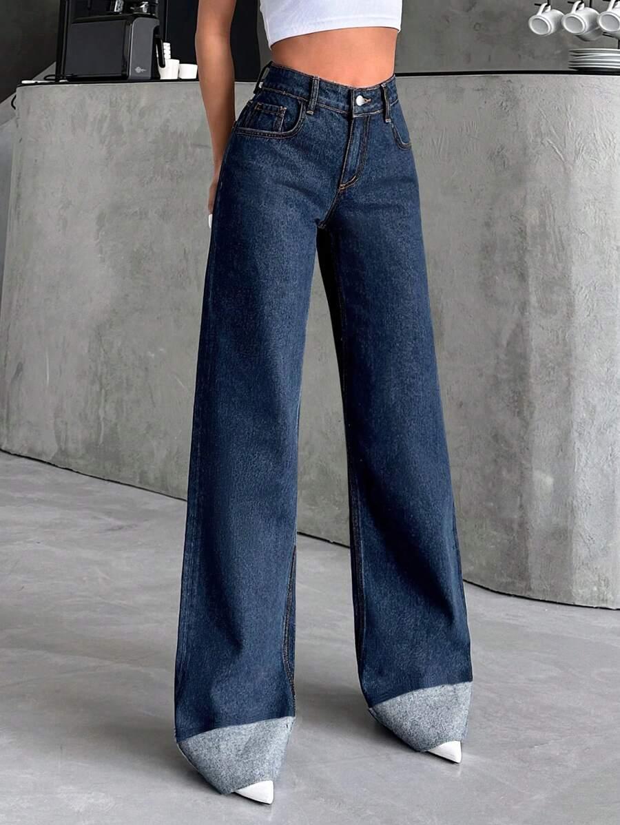 GRANATOWE SPODNIE JEANS 