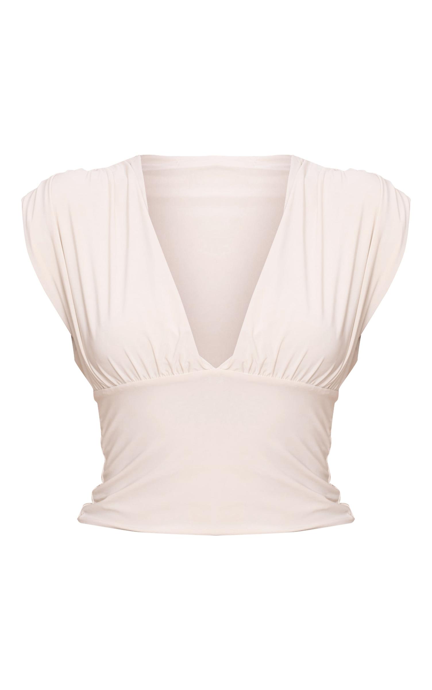 kremowy top v-neck 