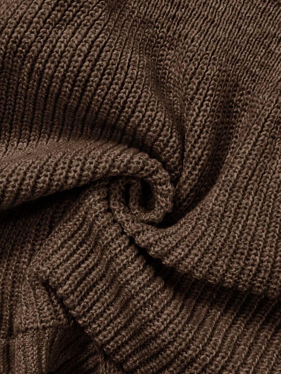 BRĄZOWY SWETER V-NECK