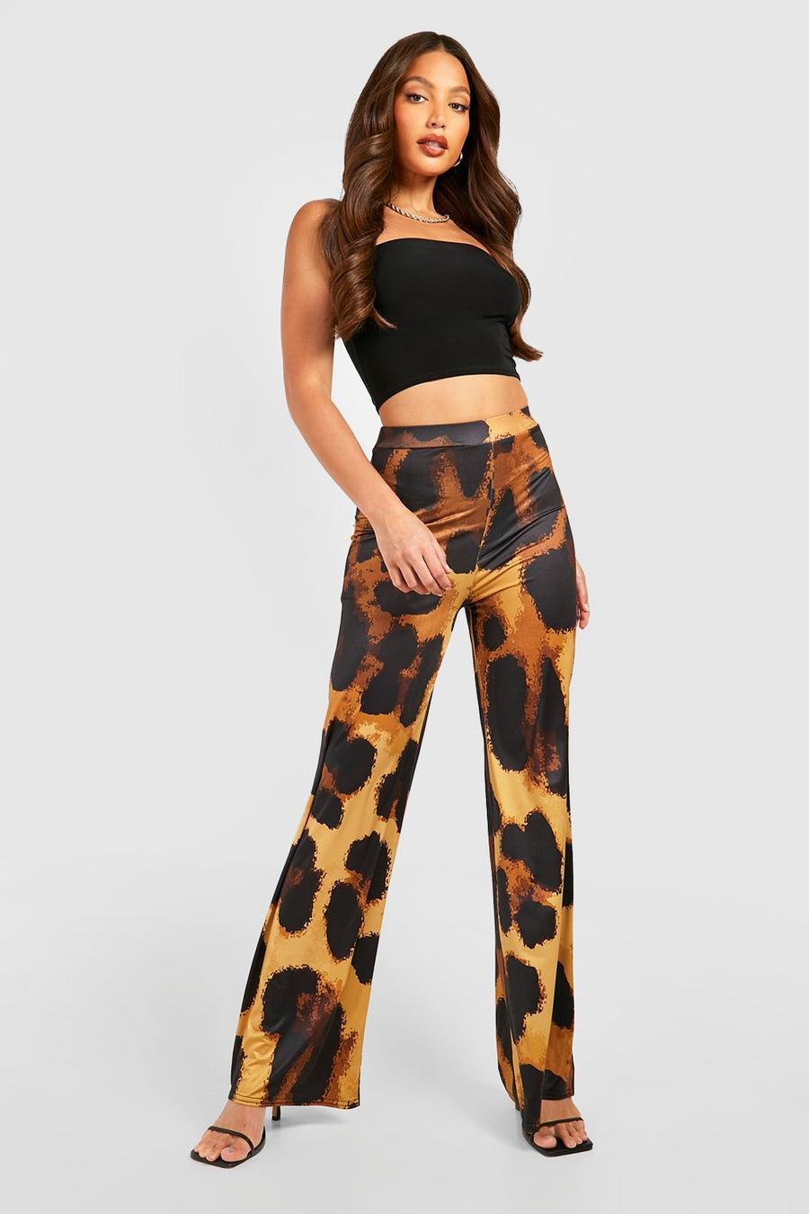 proste spodnie wysoki stan animal print