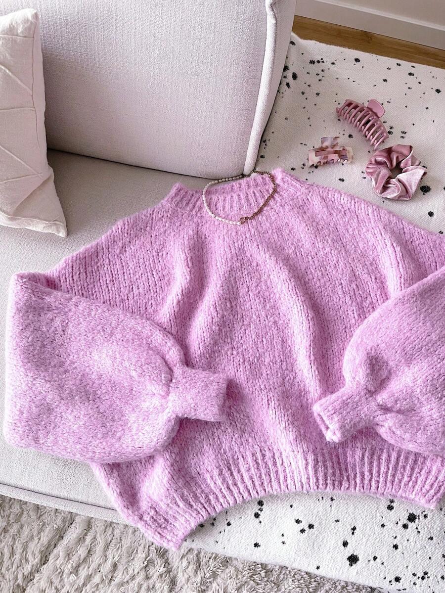 klasyczny luźny różowy sweter