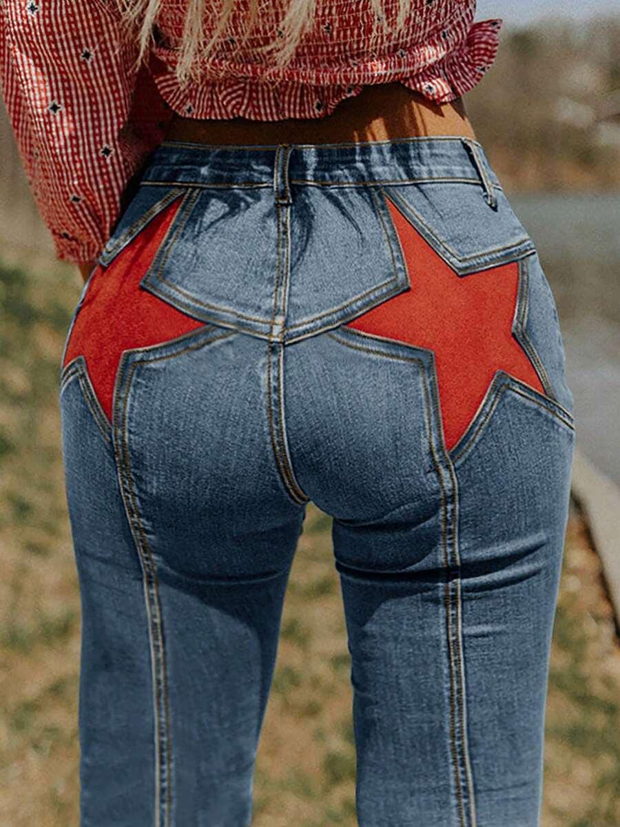 niebieskie spodnie jeans