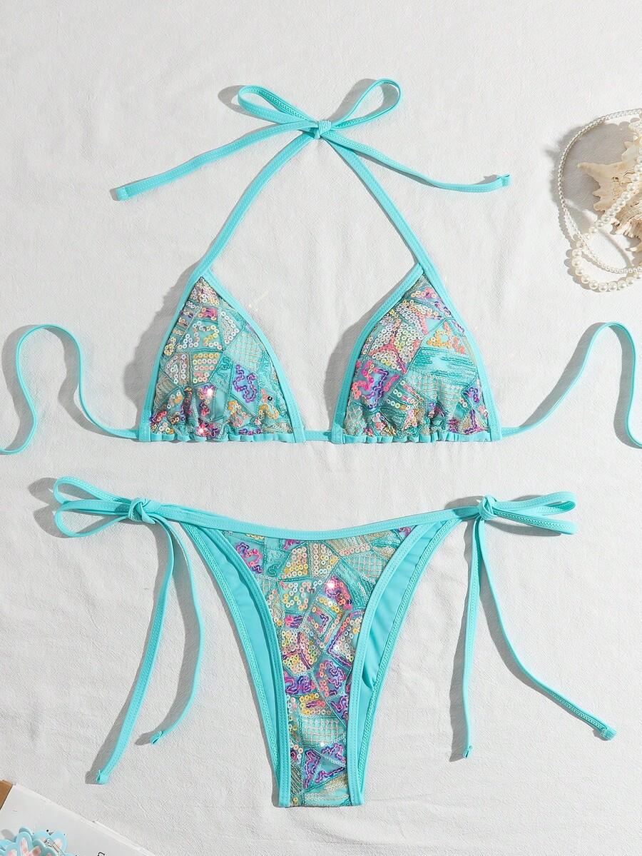 BIKINI DAMSKIE DWUCZĘŚCIOWE CEKINY