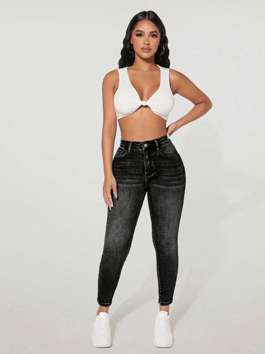 CZARNE SPODNIE JEANS