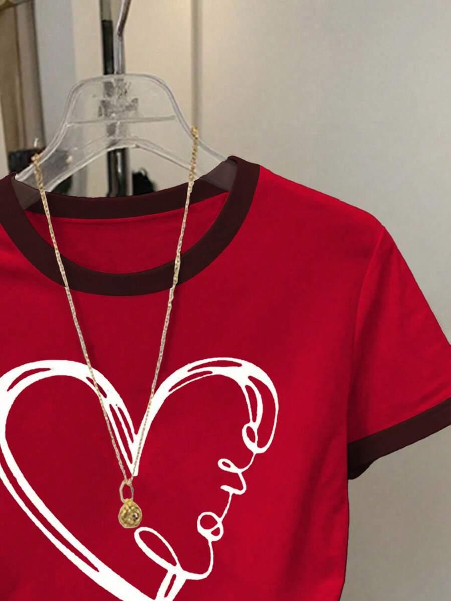 czerwony t-shirt print