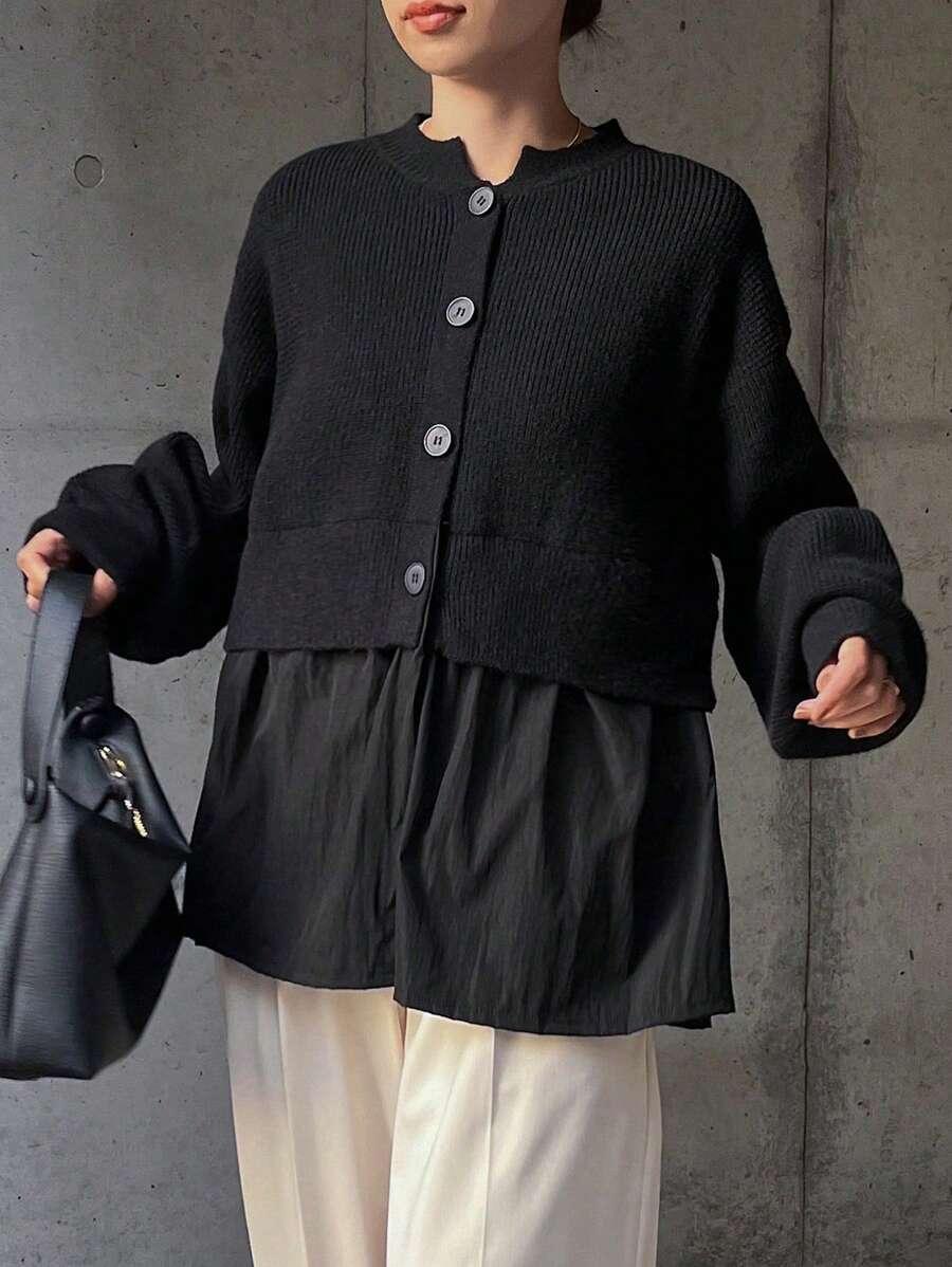  SWETER ROZPINANY CZARNY 