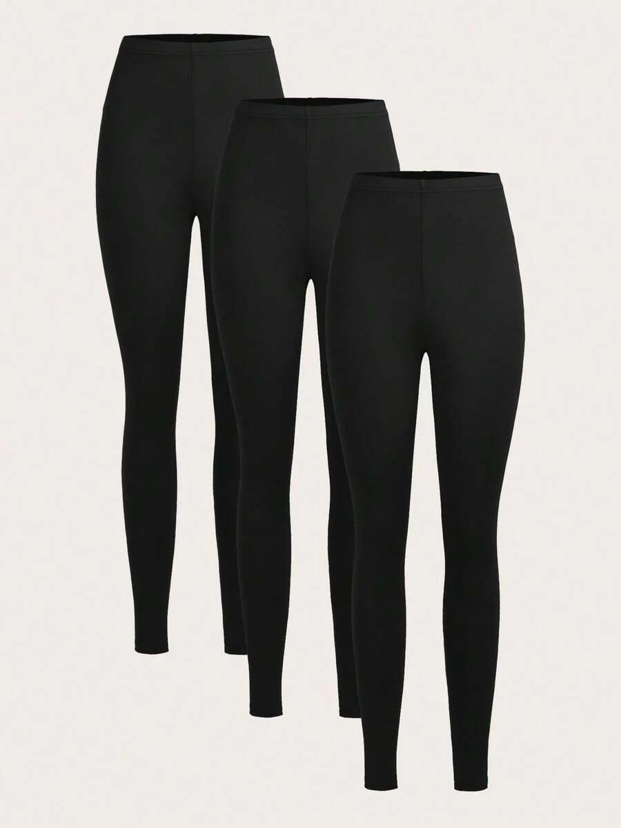 czarne klasyczne legginsy 3-pack