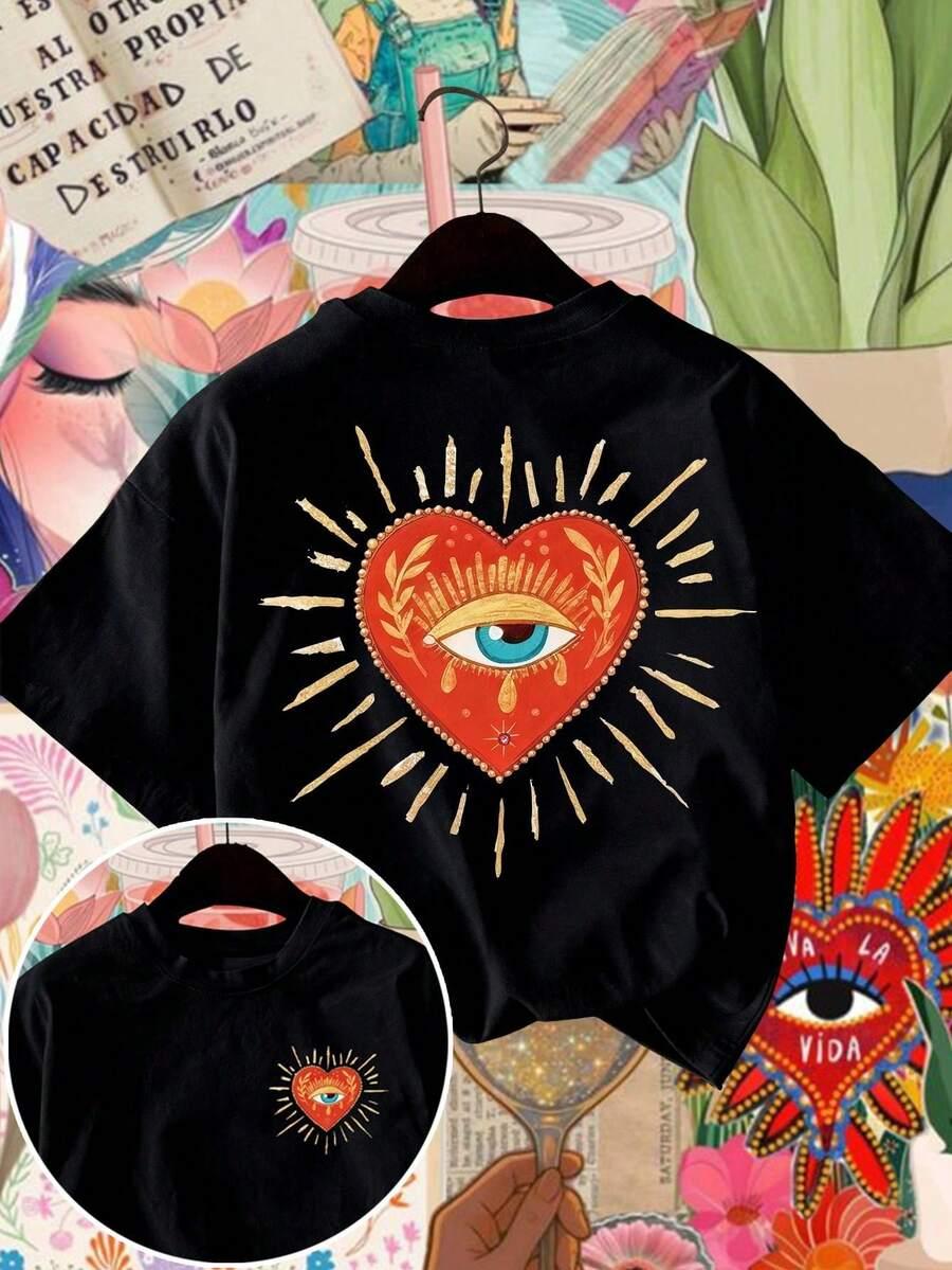 czarny t-shirt nadruk