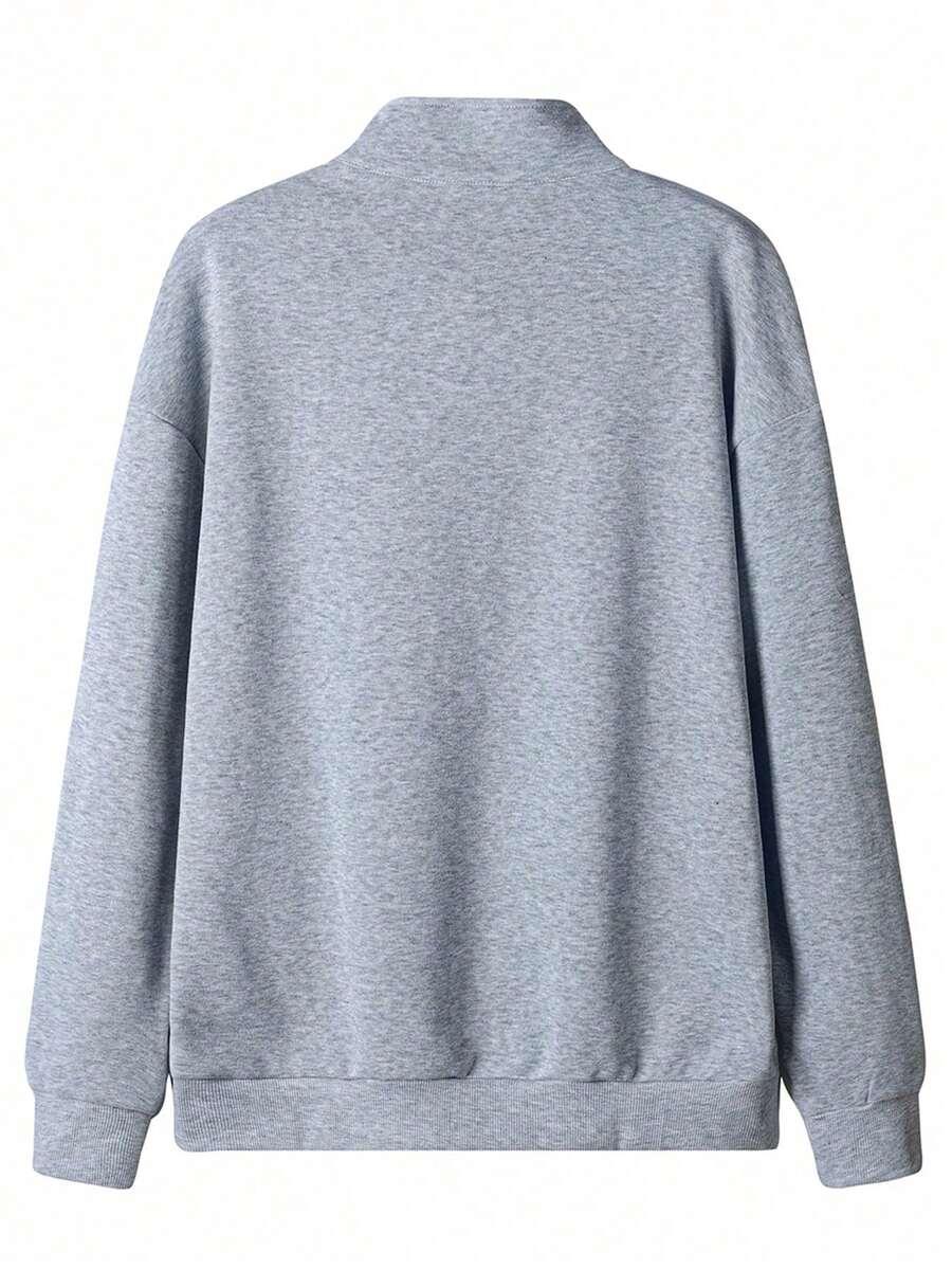 SZARA BLUZA STÓJKA ZIP