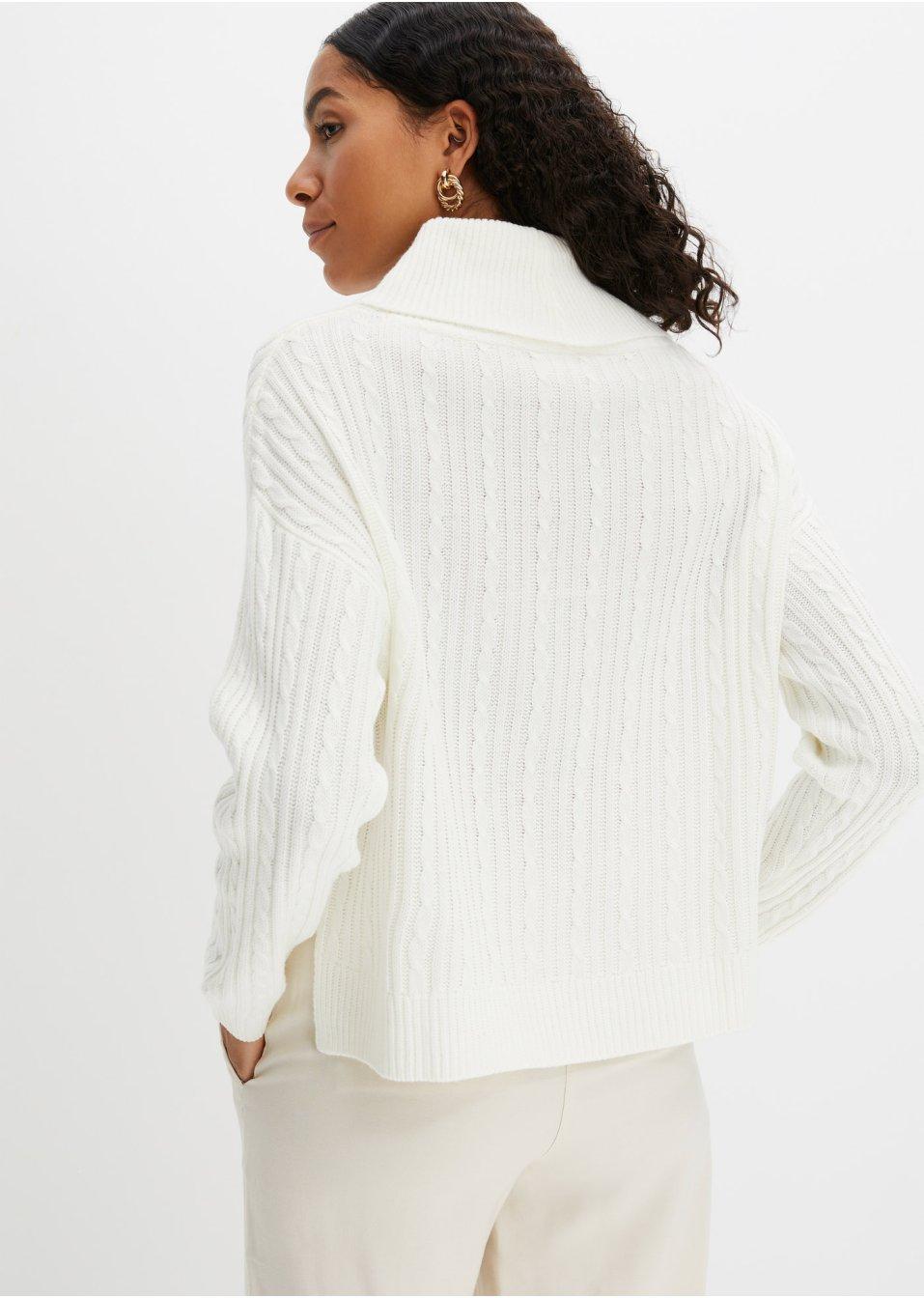BIAŁY SWETER V-NECK