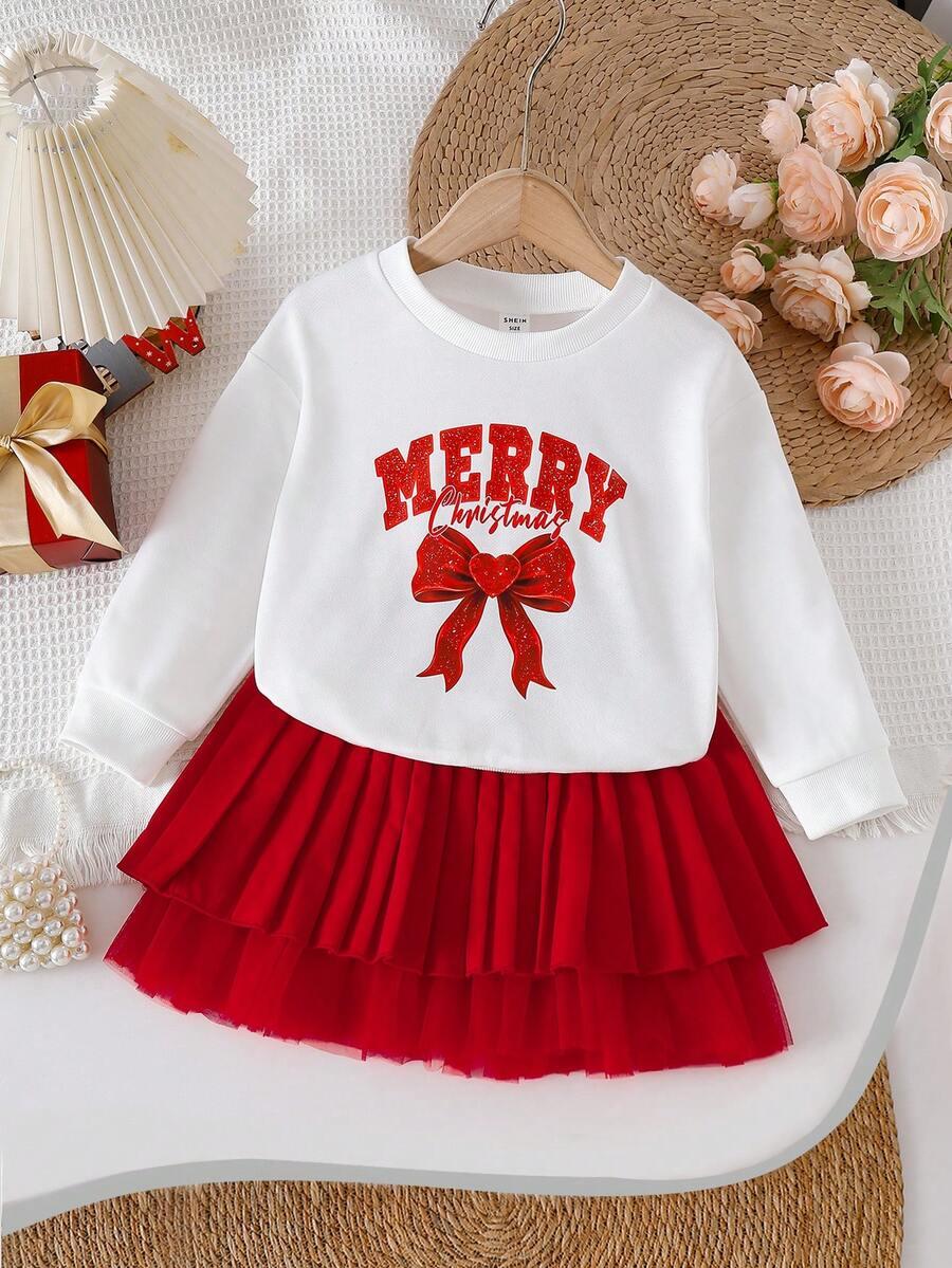 bluza spódnica komplet napis merry christams