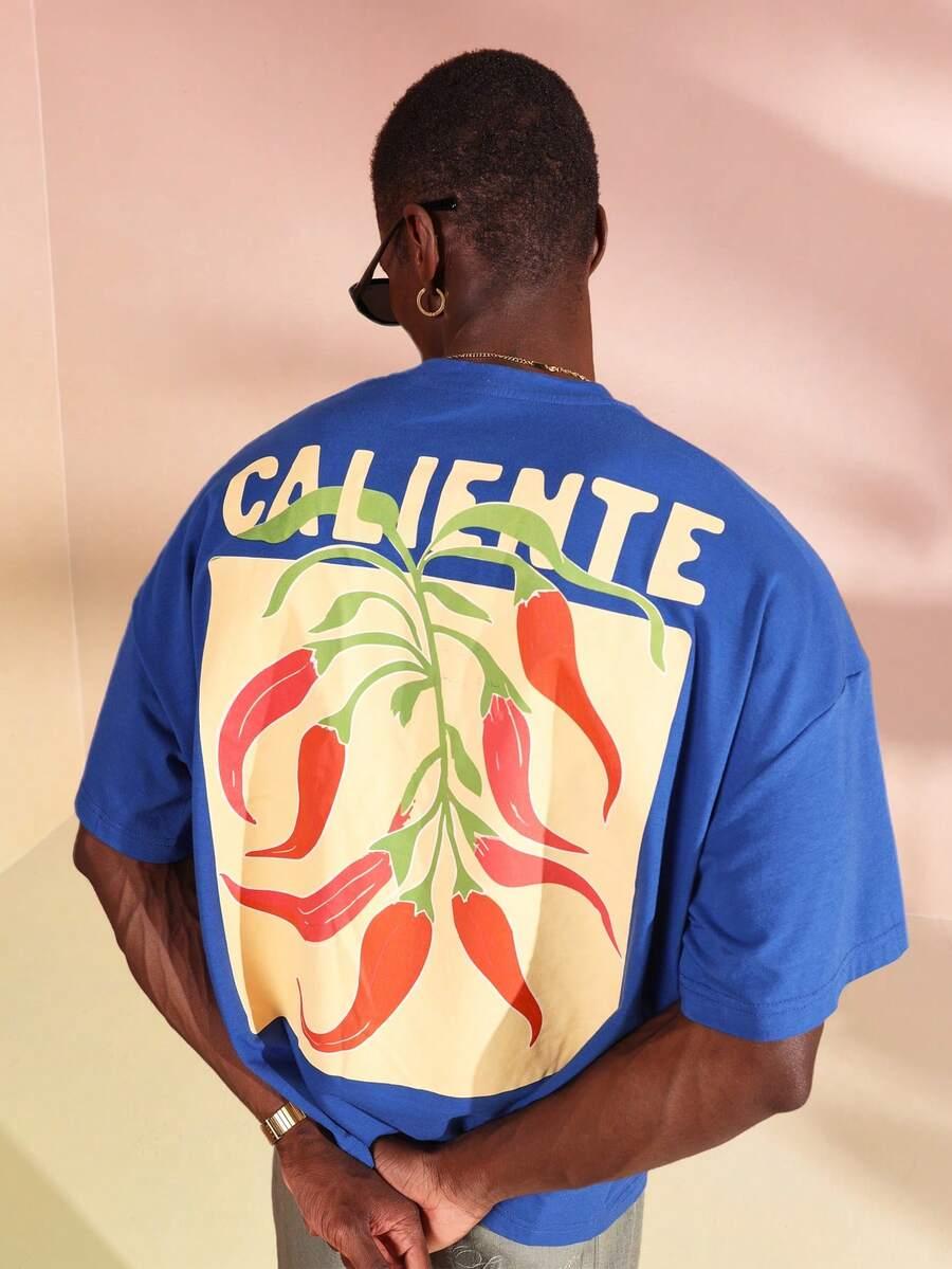 niebieski t-shirt print