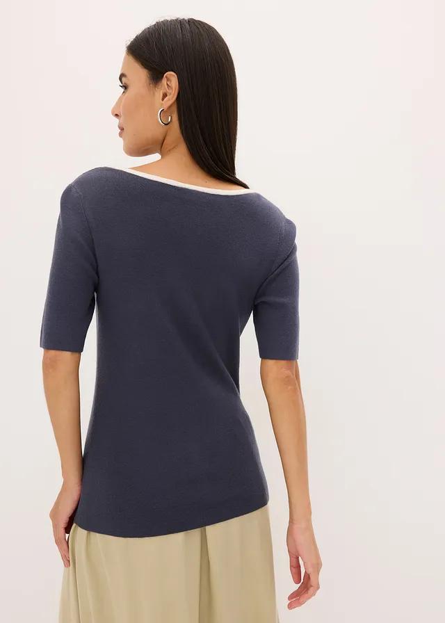 SWETER Z KONTRASTOWĄ LAMÓWKĄ