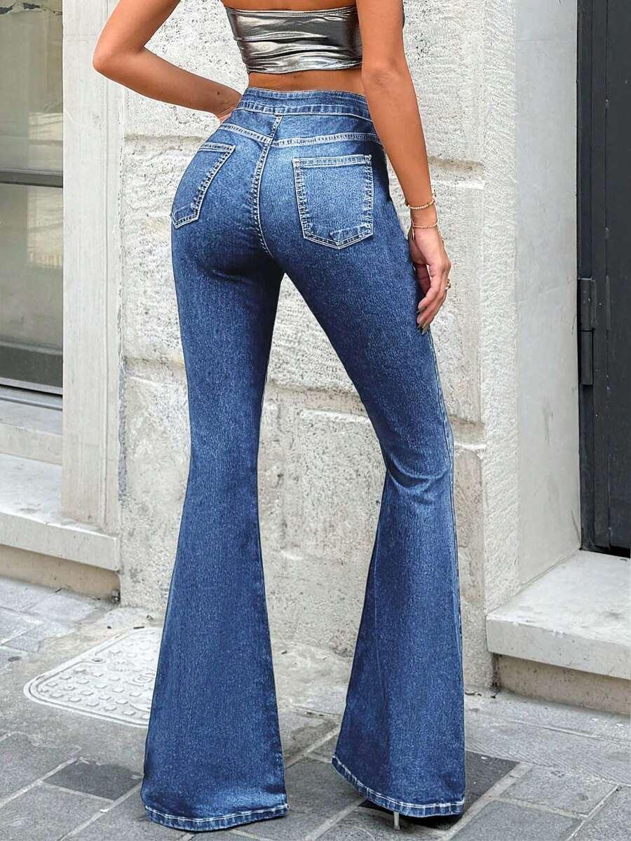 NIEBIESKIE SPODNIE JEANS DZWONY