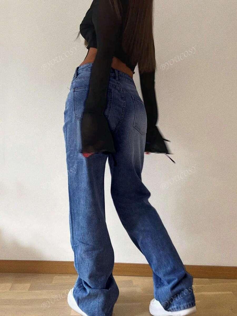 NIEBIESKIE JEANSY SZEROKA NOGAWKA