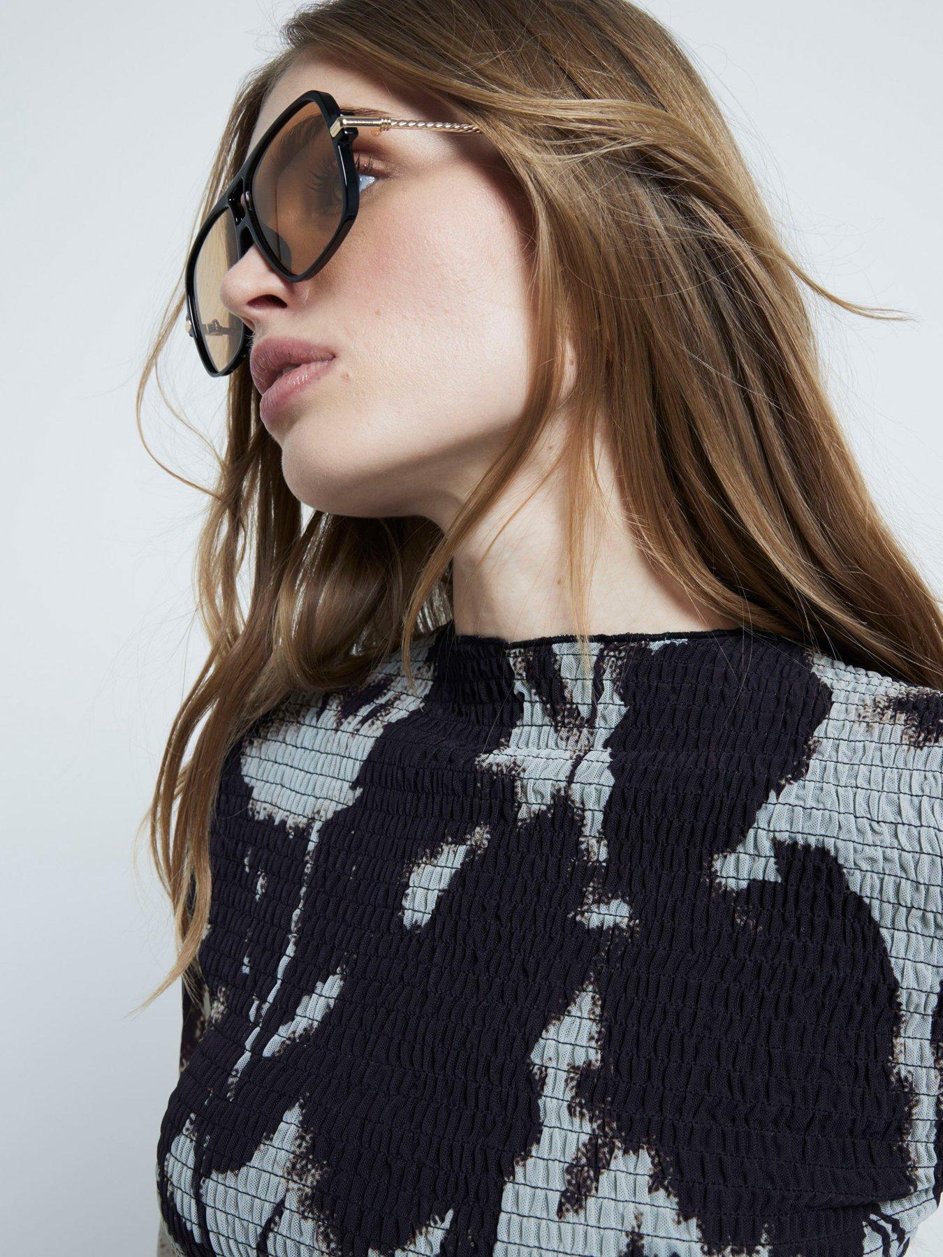 RIVER ISLAND BLUZKA Z SIATECZKI Z MARSZCZENIAMI 