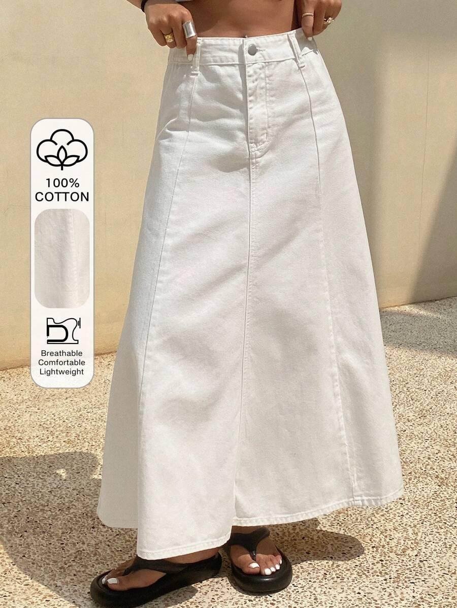 JEANSOWA ROZKLOSZOWANA SPÓDNICA MAXI 