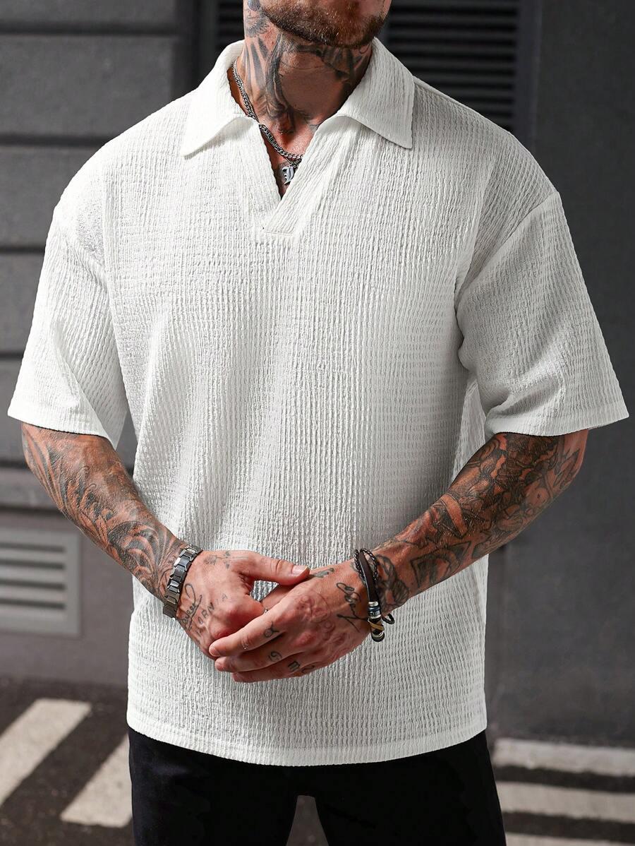 T-SHIRT MĘSKI BIAŁY DEKOLT SEREK 